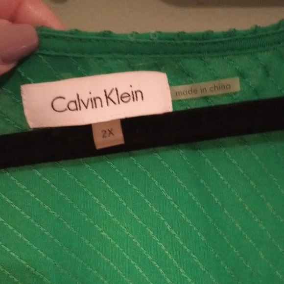 Calvin Klein Green Sequin Blouse - Picture 2 of 4